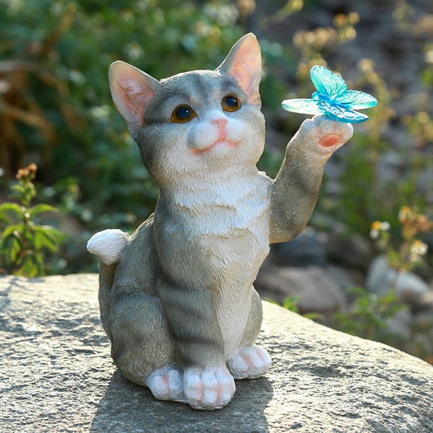Lutabuo Figurines de chat solaires Art de statue de chats d