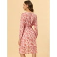 thumbnail image 4 of INSPIRE CHIC Robe Midi à Manches Longues Imprimé Floral Col en V pour Femmes, 4 of 5