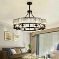 thumbnail image 3 of FINE MAKER Vintage Crystal Chandelier Black 8 Lights Hanging Ceiling Light Fixture E14 Base Home Decor, 3 of 12