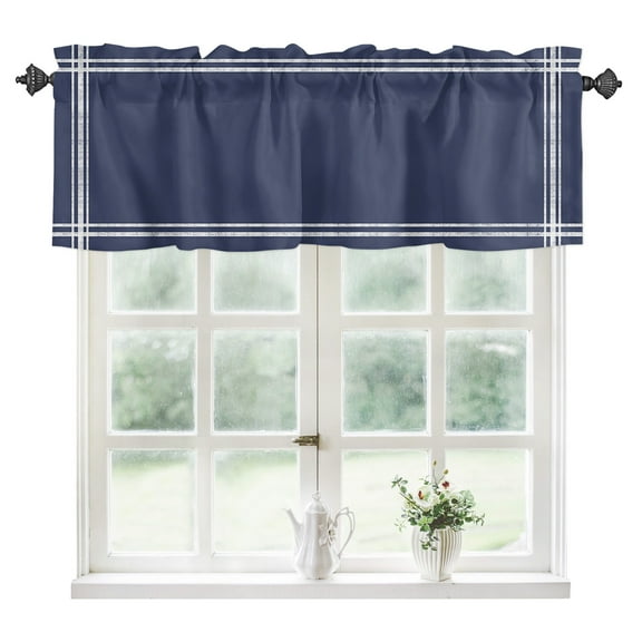 Solid Dark Blue, Kitchen Valances for Windows 42x12 Inch Kitchen Curtains Valances Rod Pocket Pure Color Bathroom Window Valances for Window Treatment Decor