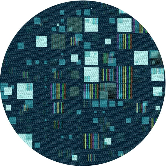 Ahgly Company Indoor Round Patterned Night Blue Area Rugs, 4' Round