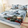 thumbnail image 5 of Manfei Snowman Queen Sheets Snow Queen Sheet Sets, Blue Silver 4-Piece (1 Flat Sheet, 1 Fitted Sheet and 2 Pillowcases), 5 of 6