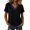 Navy, variant on Womens Contrast Trim Shirts V Neck Short Sleeve Layered Curved Hem Relaxed Fit Daily Summer Tops Trendy White L