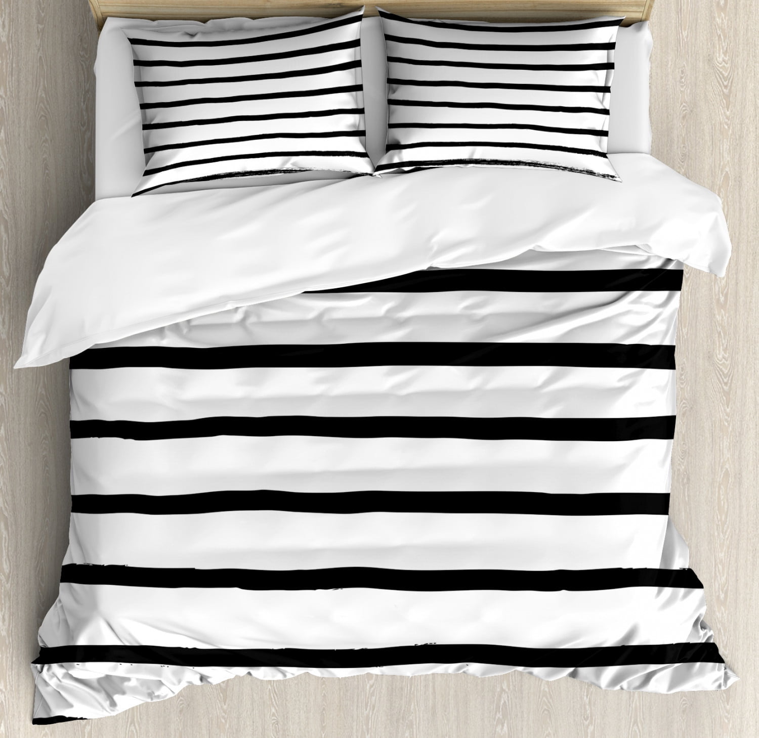 Modern Duvet Cover Set, Abstract Minimalist Horizontal Paintbrush