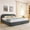 Dark Gray, variant on Pink Modern Minimalist King Size Upholstered Bed Frame, Circle Yarn Fabric Bed with Curved Headboard and Wheeled Storage Drawers