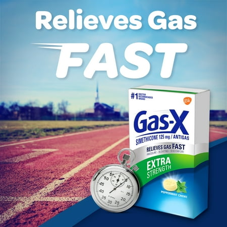 Gas-X Extra Strength Chewable Gas Relief Tablets With Simethicone 125 Mg, Peppermint Creme - 18 Ct