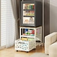 thumbnail image 4 of Rresyet Mini Fridge Stand with Movable Metal Drawer, 6 Universal Wheels (2 Lockable), Refrigerator Stand with Adjustable Shelves, Heavy Duty Metal Fridge Stand for Kitchen, Living, 4 of 6