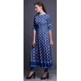 thumbnail image 3 of Bimba Blue Floral Block Indian Kurtis For Women Party Wear Anarkali Kurta Printed Flared Ethnic Kurti-Large, 3 of 6