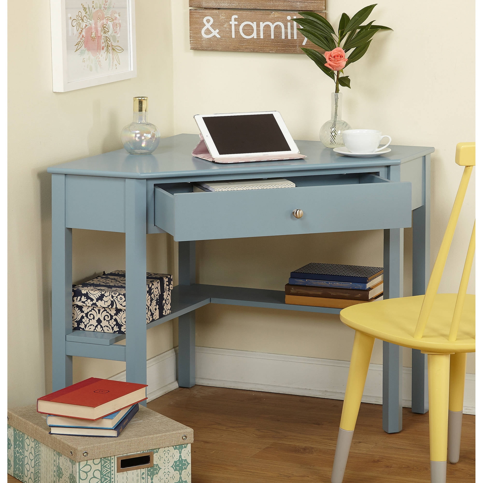 Ellen Corner Writing Desk, Antique Blue