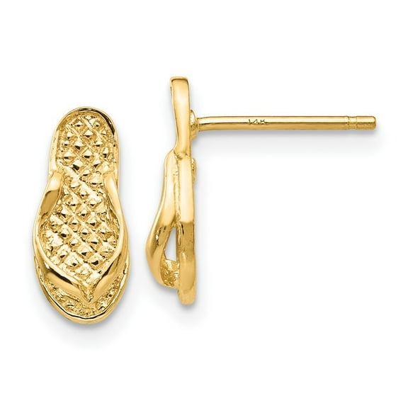 Diamond2Deal 14k Yellow Gold Flip Flop Earrings for Women (L- 0.48 in, W-0.2 in)