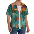 thumbnail image 2 of Rateoe Whimsical Forest Scene Pattern Men's Short Sleeve Classic Shirt, Casual Short-Sleeved Shirt, Lightweight Summer Shirt, Cuban Collar Shirt,Button-Front Shirt-3X-Large, 2 of 5