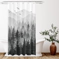 thumbnail image 2 of Black and White Misty Forest Shower Curtain Set Grey Gray Ombre Waterproof Fabric Shower Curtains Nature Tree Mountain Decorative Bathroom Bath Curtain Without Hook (Black, 36 × 72), 2 of 5
