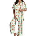 thumbnail image 3 of Weebloom Womens Christmas Pajamas Xmas Print Short Sleeve Button Down Top With Soft Pants Holiday Pj'S Pajama Green Xl, 3 of 6
