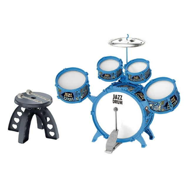 Juego de batería de jazz para niños, juguete sensorial, juguetes educativos de percusión, juguete de desarrollo con azul