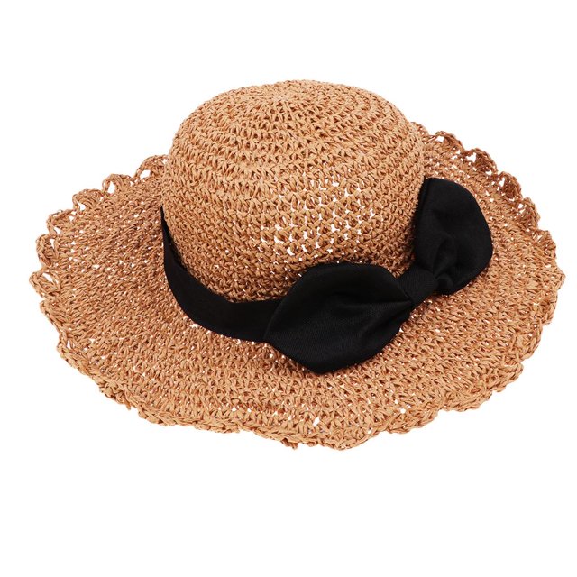Sombrero de paja Bowknot Zulema plegable para mujer y niño verano viajes