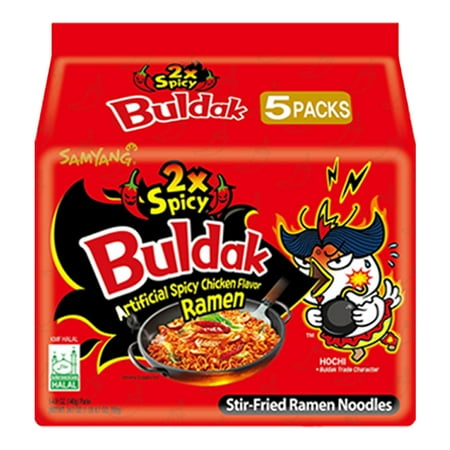 ?5 Packs?Samyang Buldak 2x Spicy Chicken Flavor Ramen Stir-Fried Korean Hot Noodle Challenge