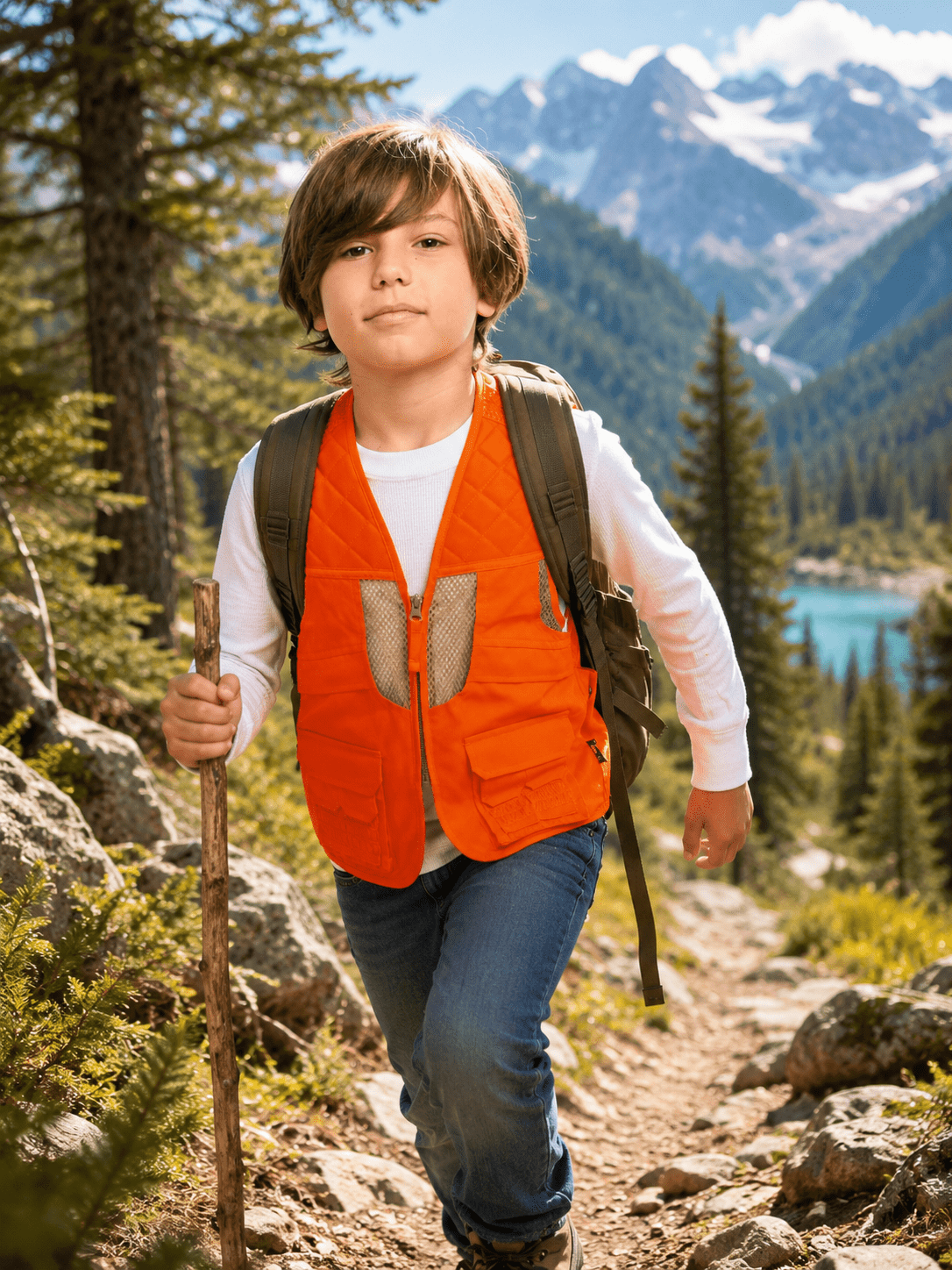 TrailCrest Kids Delxue Blaze Orange Safety Front Loader Hunting Vest, XS