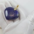 thumbnail image 3 of Gold tone Lapis Lazuli Necklace Pendant Large Blue Heart Teardrop Shape Pyrite Flecks Designed for Adult Women, 3 of 4