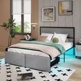 thumbnail image 1 of Gymax Full Size Bed Frame w/ 2 Storage Drawers LED Lights Slats Support Modern, 1 of 10