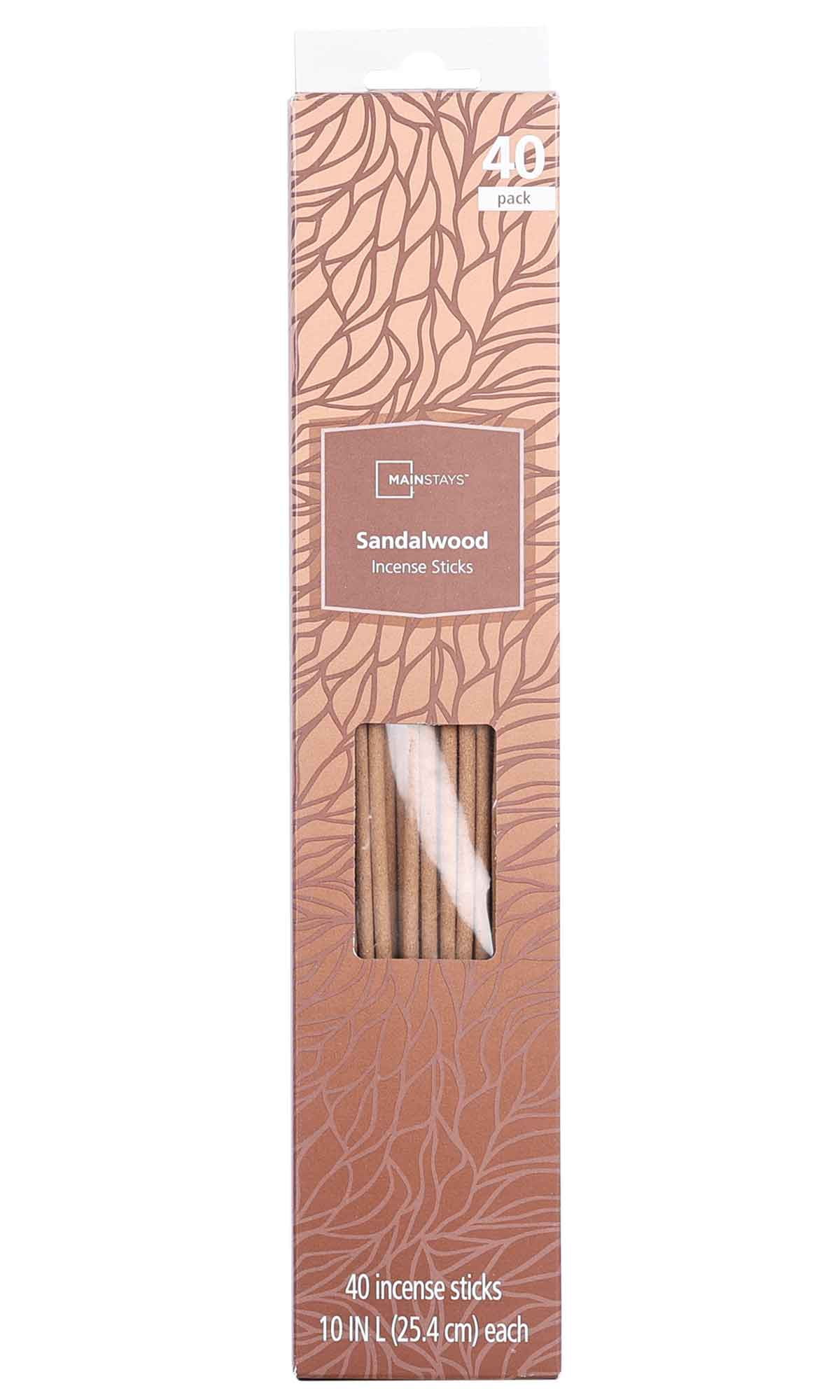 (12 pack) Mainstays Incense Sticks, Sandalwood Fragrance (Brown), 40 Pack