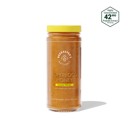 Superfood Honey by Beekeeper's Naturals - Bee Pollen, Royal Jelly, Propolis, Honey - Natural Energy, Immune Support, Mental Clarity, Athletic Performance (11.6 oz)
