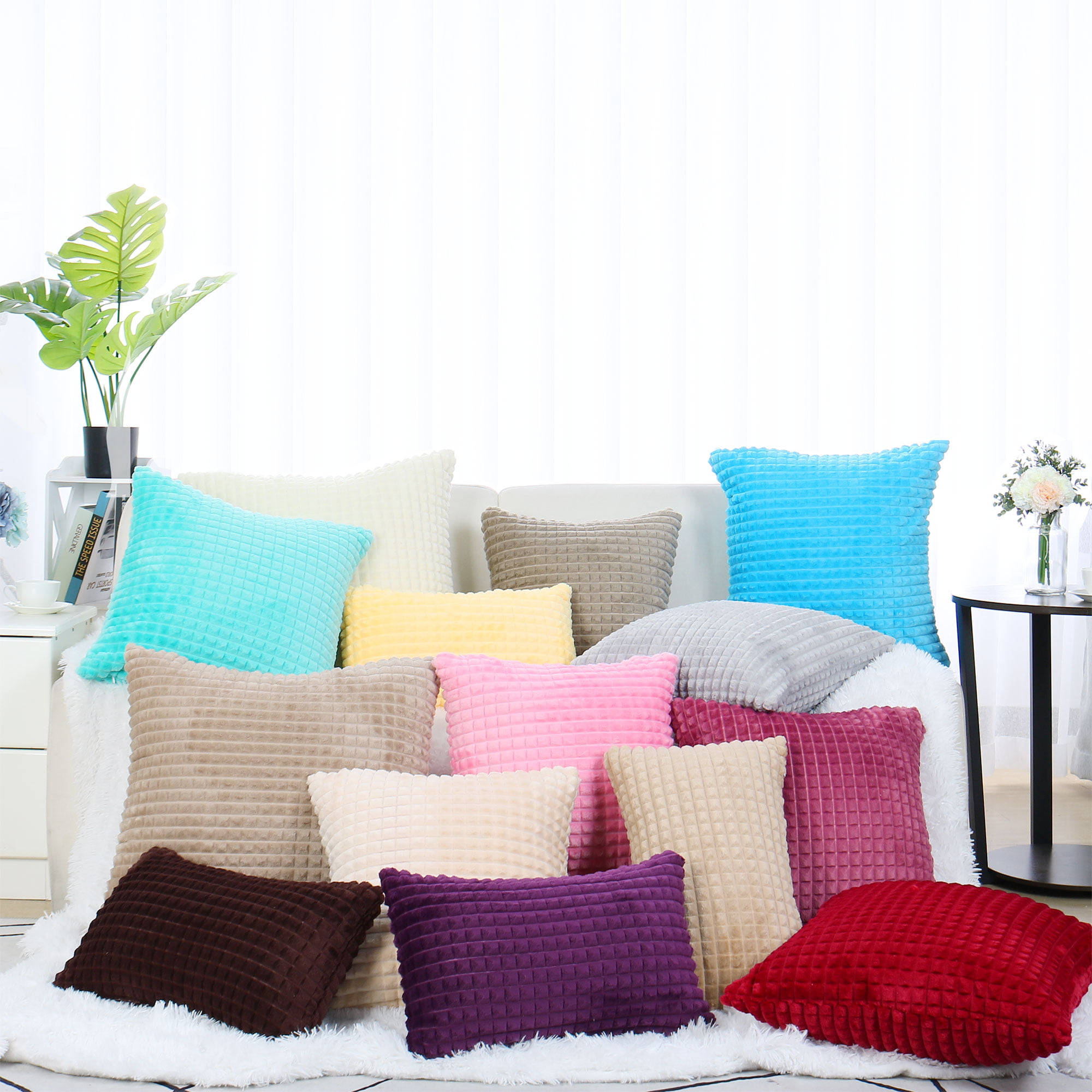 Details about   24" Large Velvet Plain Cushion Cover Soft Pillow Case Home Sofa Decor 60cm*60cm