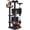 Black(54in), variant on Alpinel 54in Gothic Cat Tree, Multilevel Indoor Halloween Cat Tower | Activity center with cute kitten-ear perch, scratching posts, 2 kittens caves, black/pumpkin orange halloween decor