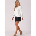 thumbnail image 4 of DARING DIVA Sequin V Neck Long Sleeve Casual Blouse XS White, 4 of 6