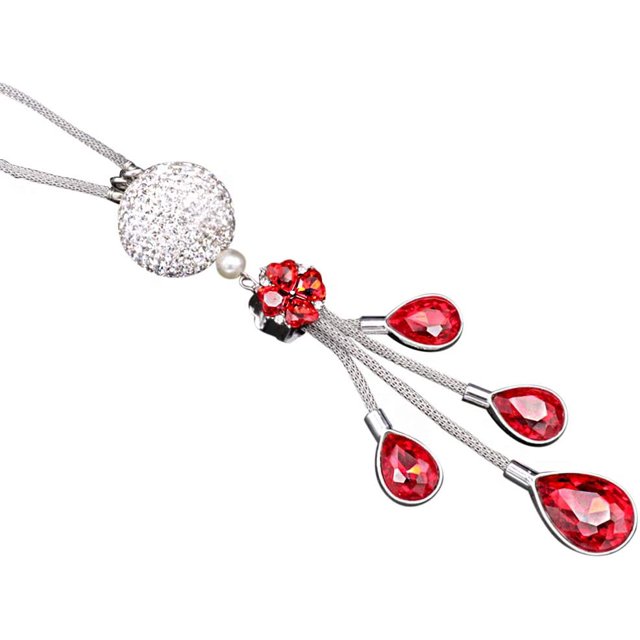 Adorno para coche con cristales brillantes, colgante para interior, color rojo