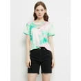 thumbnail image 3 of Womens Tie Dye Printed Stripe V-Neck Stretch Short Sleeve Casual Loose Tops T-shirts, 3 of 6