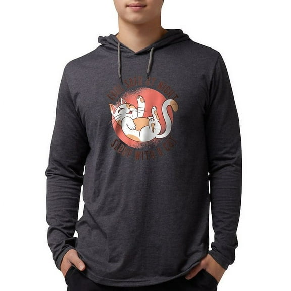 CafePress - Sleep With A Cat Long Sleeve T Shirt - Mens Hooded Shirt