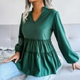 thumbnail image 6 of USSUMA Women Tops Dressy Casual Long Sleeve, Women Long Sleeve Ruffle Hem Peplum Tops Casual Tiered Swing Tops Loose Fitting Swing Blouse T-Shirts Fall Female, 6 of 7