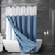 thumbnail image 4 of Cortina de ducha con textura de lino sin necesidad de ganchos con forro de tela a presión, cortinas de ducha de lujo para decoración de hotel para baño, impermeables y lavables, 4 of 5