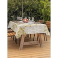 thumbnail image 2 of Outdoor Tablecloth with Umbrella Hole and Zipper, Christmas Yellow Snowflake Rectangle Table Cloth 52x70 Inch Waterproof Tablecloth, Winter Xmas Retro Beige Picnic Table Cover for Patio Camping, 2 of 7