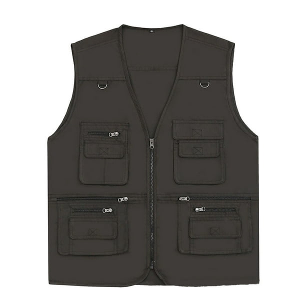 Zip Vest Quick-Dry Skin Friendly Washable Waistcoat Thin Mesh Jacket Fly  Fishing Vest with Adjustable Buckle XL/XXL/3XL/4XL/5XL Black Gary 2XL