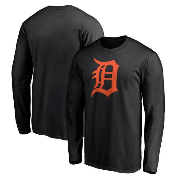 Men's Black Detroit Tigers Official Team Logo Long Sleeve T-Shirt
