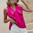 thumbnail image 4 of Idoravan Tank Tops for Women Women's Summer V-Neck Tops Lace-up Ruffle Sleeveless Tank Tops Shirt, 4 of 7