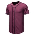 thumbnail image 2 of Laqbezok Men's Classic Baseball Jersey Shirt, Short Sleeve Button Down Sporty Top, Casual Hip Hop Streetwear Tee with Contrast Piping, 2 of 10