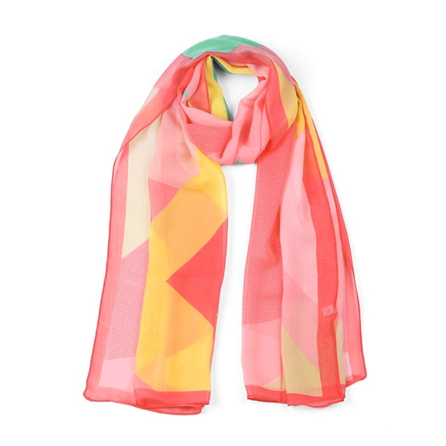 CHAL DE CHIFFON PARA MUJERES INSPIRADOR CHIC, LARGO, GEOMÉTRICO, BUFANDAS DE PLAYA, ROJO Y VERDE