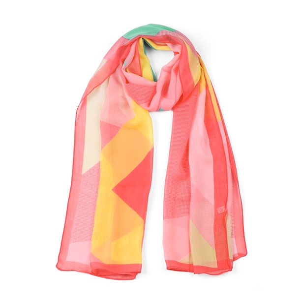 CHAL DE CHIFFON PARA MUJERES INSPIRADOR CHIC, LARGO, GEOMÉTRICO, BUFANDAS DE PLAYA, ROJO Y VERDE