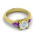 thumbnail image 3 of 2.50 Ct Round Shape Natural Diamond Amethyst Gemstone Beautiful Engagement Ring for Women Solid 14K Yellow Gold Size 3.5 by Diamond Capitals, 3 of 8