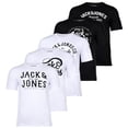 thumbnail image 1 of JACK&JONES Camiseta hombre, pack de 5 - JJLEOGRA TEE CREW NECK, manga corta, cuello redondo, algodón, logo estampado Blanco/Negro XL (X-Large), 1 of 7