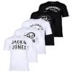 thumbnail image 1 of JACK&JONES Camiseta hombre, pack de 5 - JJLEOGRA TEE CREW NECK, manga corta, cuello redondo, algodón, logo estampado Blanco/Negro S (Small), 1 of 7