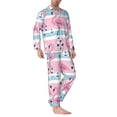 thumbnail image 2 of Kdxio Pink Striped Flamingo Men’s Pajama Set Pajamas For Men 2 Piece PJ Set with Men Pajama Pants and Long Sleeve T-Shirt Lounge Set-Large, 2 of 7