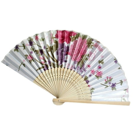 

HOVTOIL Handheld Fan Fan Flower Pattern Foldable Satin Cloth Handheld Folding Fan for Wall Decoration