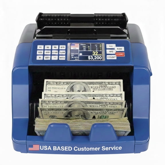 Commercial Bill Counter and Counterfeit Detector Machine, High-Speed Notes Counter with LCD Display, Black