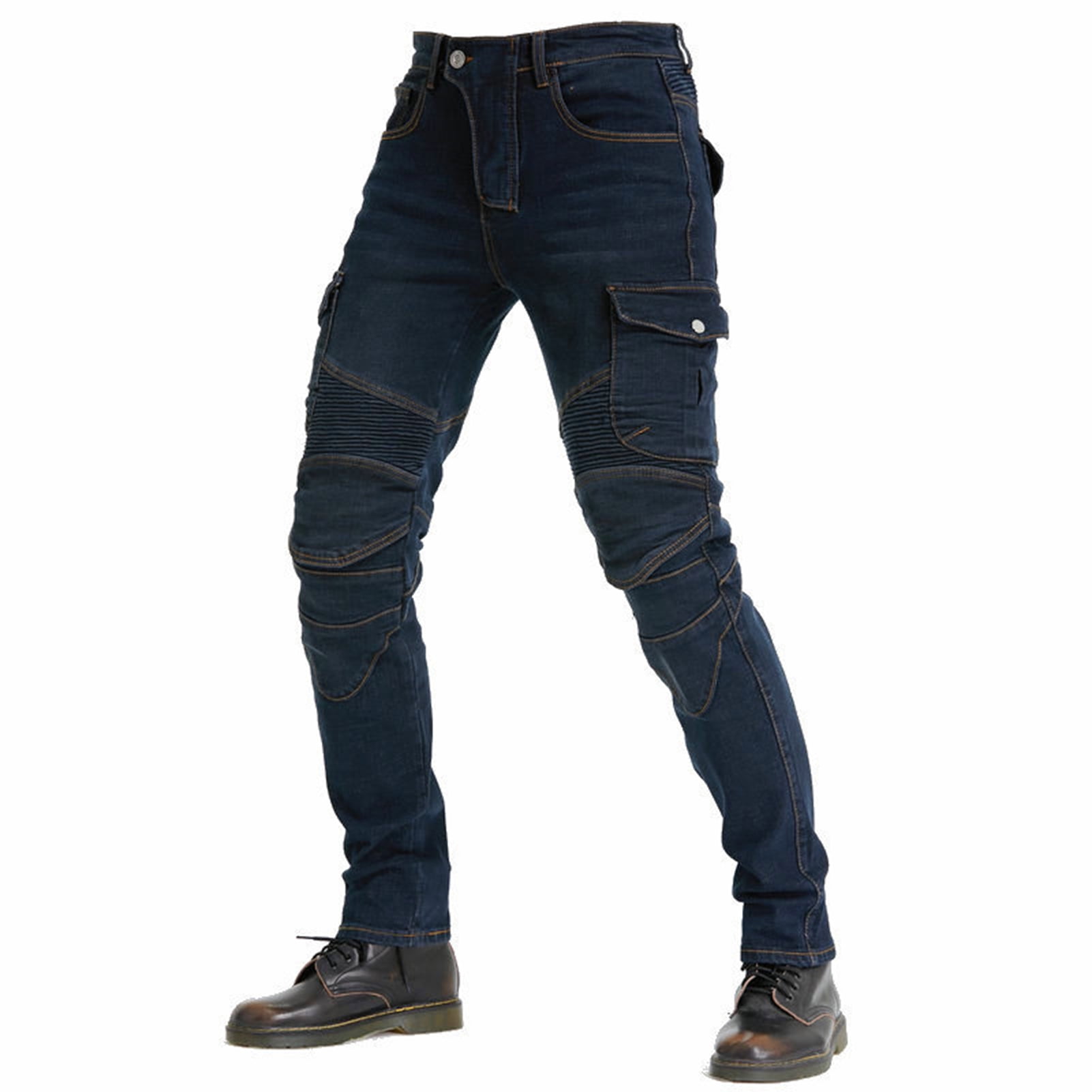 Cool Men Fitted Motorcycle Jeans Motorbike Pants Denim Trousers Off Road Pad New