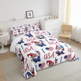 thumbnail image 3 of Feelyou Kawaii Cartoon Gnome Queen Comforter Set, US Flag Love Heart Bedding Sets, Teens Kids Boys Girls Reversible Bedding Comforter Set, Breathable Home Decor, 3pcs, 3 of 8