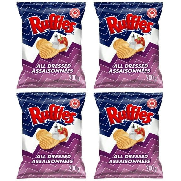 Ruffles All Dressed Flavored Potato Chips, 200g (4 Pack)