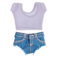 thumbnail image 1 of Pantalones cortos de niña Baoblaze 1/6 y camiseta blanca para accesorios de bricolaje, 1 of 8